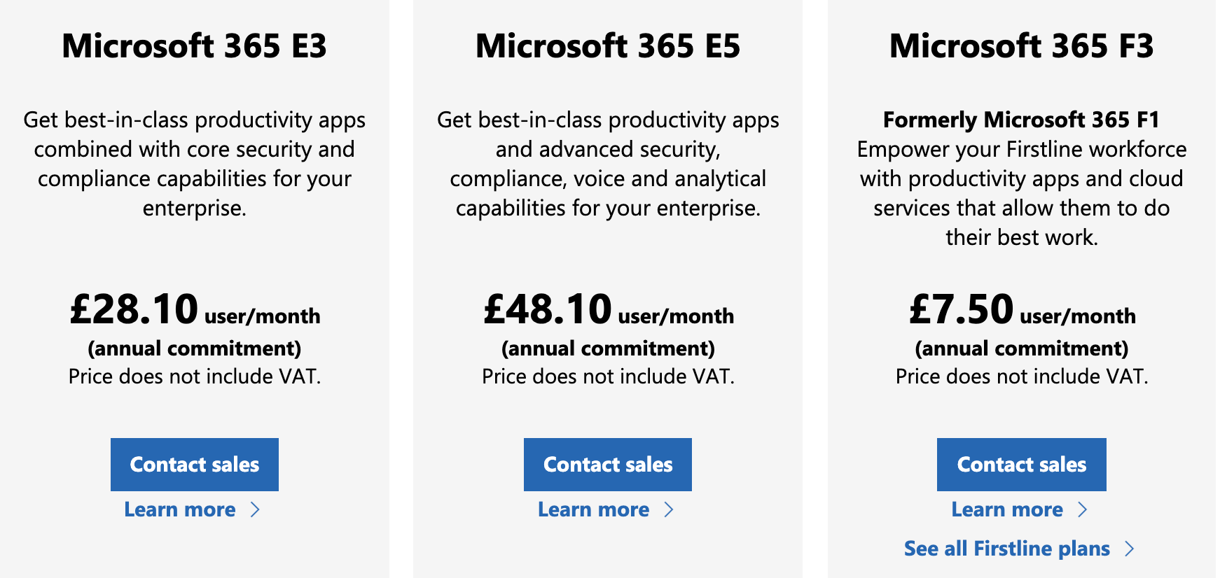 Microsoft 365 Enterprise E3 pricing and plans